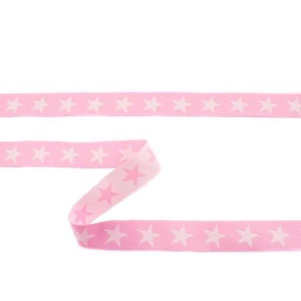 Webband Breite 16 mm Sterne Zweifarbig Rosa/Hellrosa